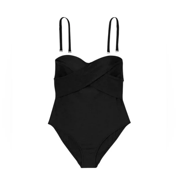 Kona Sol Women’s Black Crossover One Piece Bathing Suit Removable Straps Sz 18W - Picture 4 of 6